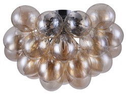 4251549329985 - Wohnzimmer Deckenleuchte Bernsteinfarben   Silber Ã 50 x H 32 cm - Moderne Deckenlampe