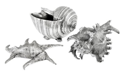 4251549330455 - Luxus Aluminium Muscheln Antik Silber - Deko 3er Set