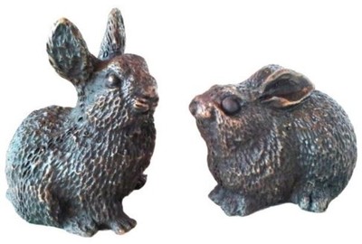 4251549330608 - Luxus Deko Bronze Hasen 10 x 6 x H 9 cm - Bronzefiguren Set