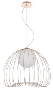 4251549330752 - HÃ¤ngeleuchte Gold   WeiÃ Ã 50 x H 41 cm - Leuchte aus geschwungenen MetallstÃ¤bchen