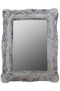 4251549330912 - Barock Wandspiegel Antik Grau HÃ¶he 54 cm Breite 42 cm mit Ornamenten und Holzrahmen - Handgefertigt