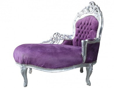 4251549331001 - Barock Kinder Chaiselongue Lila Silber - Kindermöbel 4251549331001 - Barock Kinder Chaiselongue Lila Silber - Kindermöbel