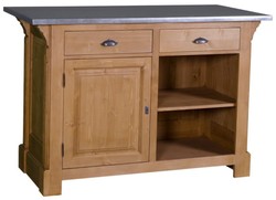 4251549331070 - Landhausstil Theke Naturfarben   Silber 140 x 68 x H 95 cm - Massivholz Thekentisch mit verzinkter Tischplatte