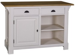 4251549331100 - Landhausstil Theke Hellgrau   Naturfarben 140 x 68 x H 95 cm - Thekentisch mit Eichenholz Tischplatte