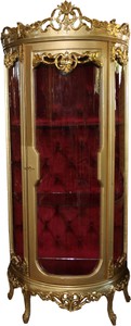 4251549331148 - Barock Vitrine Gold   Bordeaux H 205 cm B 86 cm - Vitrinenschrank - Wohnzimmerschrank Glasvitrine - Antik Look