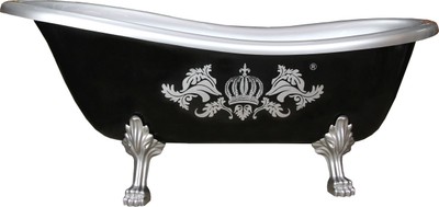 4251549331322 - Pompöös by Luxus Badewanne Deluxe freistehend von Harald Glööckler Schwarz Silber 1695mm mit silberfarbenen Löwenfüssen 4251549331322 - Pompöös by Luxus Badewanne Deluxe freistehend von Harald Glööckler Schwarz Silber 1695mm mit silberfarbenen Löwenfüssen