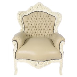 4251549331643 - Barock Sessel King Creme Lederoptik   Creme - MÃ¶bel Antik Stil