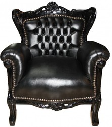 4250828394355 - Barock Kinder Sessel Schwarz Schwarz Lederoptik 4250828394355 - Barock Kinder Sessel Schwarz Schwarz Lederoptik