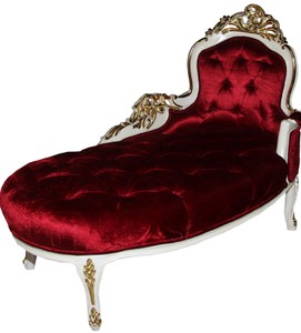 4251549331674 - Barock Damen Chaiselongue Bordeaux Creme Gold B 125 cm - Barock MÃ¶bel - Limited Edition