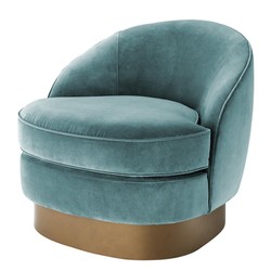 4251549331926 - Luxus Sessel DunkeltÃ¼rkis   Mattgold 74 x 85 x H 73 cm - Hotel MÃ¶bel