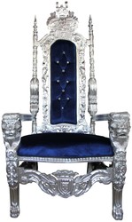 4251549332084 - Barock Thron Sessel Silber   Blau mit Bling Bling Glitzersteinen KÃ¶nigssessel - Hochzeitssessel - Riesensessel