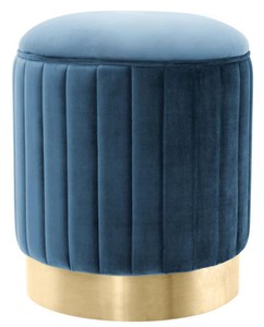 4251549332282 - Hocker Blau   Messing Ã 40 x H 45 cm - Luxus Sitzhocker