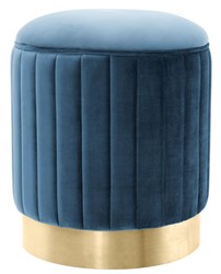 4251549332282 - Hocker Blau   Messing Ã 40 x H 45 cm - Luxus Sitzhocker