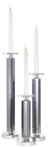 4251549332329 - Kristallglas Kerzenhalter   KerzenstÃ¤nder 3er Set Grau   Silber - Luxus Deko