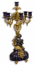 4251549332404 - Barock KerzenstÃ¤nder Dunkelblau   Gold 295 x 265 x H 594 cm - Barockstil Hotel & Restaurant Deko