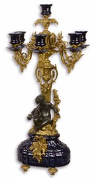 4251549332411 - Barock KerzenstÃ¤nder Dunkelblau   Gold 295 x 265 x H 594 cm - Barockstil Kerzenhalter