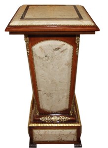 4251549332428 - Barock SÃ¤ule Mahagoni   Creme mit Marmorbesatz - 78 x 43 x H43 cm