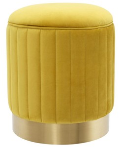 4251549332510 - Hocker Gelb   Messing Ã 40 x H 45 cm - Luxus Sitzhocker