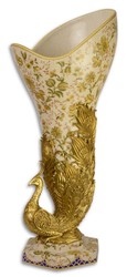 4251549332565 - Jugendstil Vase im Pfau Design Mehrfarbig   Gold 22 x 236 x H 559 cm - Barock & Jugendstil Deko