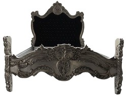 4251549332602 - Barock Bett Schwarz   Silber Bling Bling Glitzersteine 140 x 200 cm aus der Luxus Kollektion von Casa Padrino