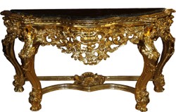 4251549332732 - Barock Luxus Konsolentisch Gold   Schwarz mit Marmorplatte B 175 cm - Barock Konsole - Limited Edition