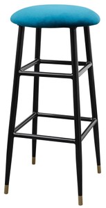 4251549333845 - Luxus Barhocker Blau   Schwarz Ã 37 x H 76 cm - Barstuhl mit Samtstoff
