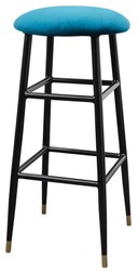 4251549333845 - Luxus Barhocker Blau   Schwarz Ã 37 x H 76 cm - Barstuhl mit Samtstoff