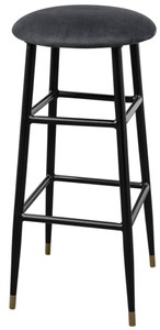 4251549333876 - Luxus Barhocker Anthrazit   Schwarz Ã 37 x H 76 cm - Barstuhl mit Samtstoff