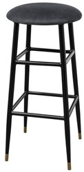 4251549333876 - Luxus Barhocker Anthrazit   Schwarz Ã 37 x H 76 cm - Barstuhl mit Samtstoff