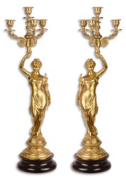 4251549334194 - Barock KerzenstÃ¤nder Set Gold   Schwarz 20 x 20 x H 64 cm - Barockstil Kerzenhalter