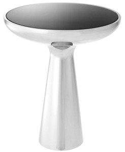 4251549335368 - Luxus Beistelltisch Silber   Schwarz Ã 50 x H 60 cm - Runder Edelstahl Tisch mit Glasplatte