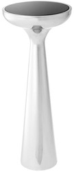 4251549335382 - Luxus Edelstahl Beistelltisch mit Glasplatte Silber   Schwarz Ã 29 x H 715 cm - Hotel MÃ¶bel