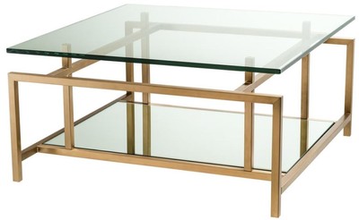 4251549335412 - Wohnzimmertisch Messing 70 x 70 x H 35 cm - Luxus Couchtisch