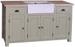 4251549335573 - Landhausstil Waschbeckenschrank HellgrÃ¼n   Naturfarben 155 x 65 x H 90 cm - Waschtisch mit 4 TÃ¼ren und 2 Schubladen