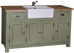 4251549335580 - Landhausstil Waschbeckenschrank GrÃ¼n   Naturfarben 155 x 65 x H 90 cm - Waschtisch mit 4 TÃ¼ren und 2 Schubladen