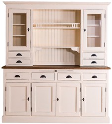 4251549335610 - Landhausstil KÃ¼chenschrank Antik Cremefarben   Braun 179 x 50 x H 197 cm - 2 Teiliger Shabby Chic KÃ¼chenschrank mit 6 TÃ¼ren und 8 Schubladen