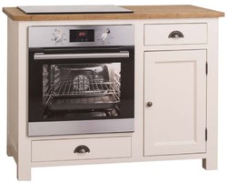 4251549335863 - Landhausstil Herdumbauschrank mit TÃ¼r und 2 Schubladen Creme   Naturfarben 120 x 65 x H 90 cm - KÃ¼chenmÃ¶bel