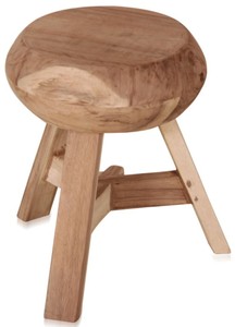 4251549335979 - Landhausstil Hocker Naturfarben Ã 37 x H 45 cm - Runder Sitzhocker