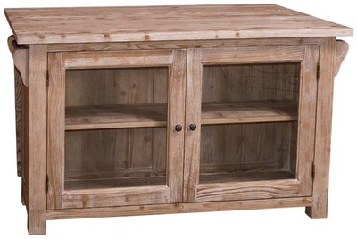 4251549336129 - Landhausstil KÃ¼cheninsel Naturfarben 135 x 85 x H 80 cm - Landhausstil KÃ¼chenschrank mit 2 GlastÃ¼ren