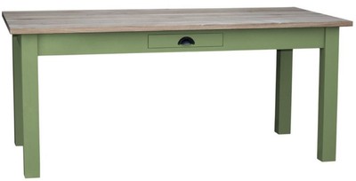 4251549336457 - Landhausstil Esstisch mit Schublade GrÃ¼n   Naturfarben - Verschiedene GrÃ¶Ãen - EsszimmermÃ¶bel
