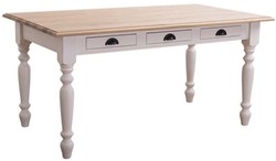 4251549336655 - Landhausstil Esstisch mit 3 Schubladen Creme   Naturfarben - Verschiedene GrÃ¶Ãen - KÃ¼chenmÃ¶bel im Landhausstil