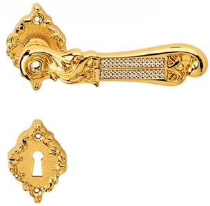 4251549342540 - Luxus Barock TÃ¼rklinken Set Gold 14 x H 65 cm - TÃ¼rgriff Set mit Swarovski Kristallglas