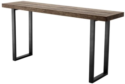 4251549337508 - Konsole Braun   Bronze 161 x 40 x H 78 cm - Luxus Wohnzimmer Konsolentisch mit Eichenfurnier Platte