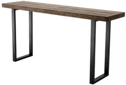 4251549337508 - Konsole Braun   Bronze 161 x 40 x H 78 cm - Luxus Wohnzimmer Konsolentisch mit Eichenfurnier Platte