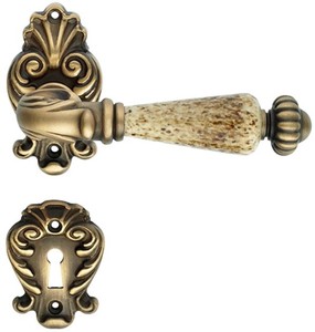4251549343035 - Barock TÃ¼rklinken Set Messing Patiniert 14 x H 82 cm - Barockstil TÃ¼rgriff Set mit Edel Porzellan Griff