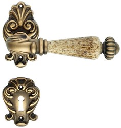 4251549343035 - Barock TÃ¼rklinken Set Messing Patiniert 14 x H 82 cm - Barockstil TÃ¼rgriff Set mit Edel Porzellan Griff
