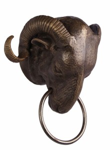 Toallero de la casa Padrino toalla anillo ram cabeza de hierro fundido estilo antiguo Art Nouveau deco – Bild 