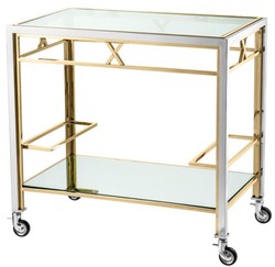 4251549337829 - Luxus Servierwagen Silber   Gold 80 x 48 x H 765 cm - Hotel Restaurant Gastronomie Accessoires