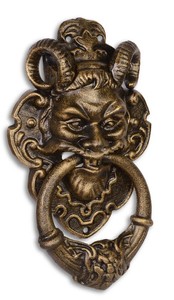 4251549337874 - TÃ¼rklopfer Barock Devil Face Gusseisen  Bronzefarben  327 cm - Antik Jugendstil GrÃ¼nderzeit