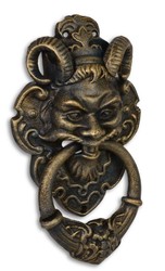 4251549337881 - TÃ¼rklopfer Barock Devil Face Gusseisen  Messingfarben  327 cm - Antik Jugendstil GrÃ¼nderzeit
